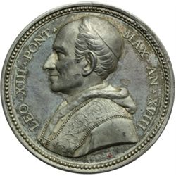 Medaglie Papali.    Leone XIII (1878-1903), Gioacchino Pecci. Medaglia annuale, A. XVIII. Fondazione