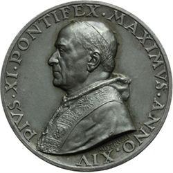 Medaglie Papali.    Pio XI (1922-1939), Achille Ratti. Medaglia annuale, A. XIV. Canonizzazioni del 