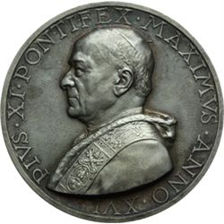 Medaglie Papali.    Pio XI (1922-1939), Achille Ratti. Medaglia annuale A. XVI. Pontificia Accademia