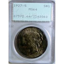1927-S Peace Dollar PCGS MS-64 Old Rattler Holder