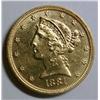Image 1 : 1881S $5  GOLD AU55