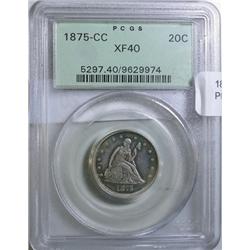 1875CC twenty center  PCGS40  XF GS bid = $1000