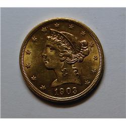 1903S $5 GOLD  MS61