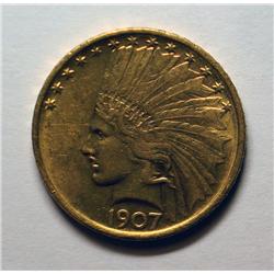 1907 $10 GOLD  AU/BU