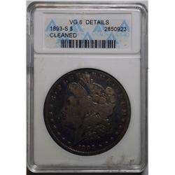 1893S  Morgan $   ANACS08 cleaned