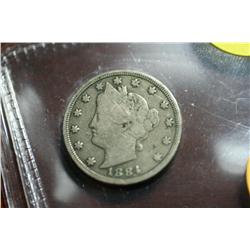 1884 Five Cent Coin (Very Good)