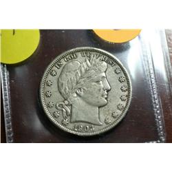 1903-O Fifty Cent Barber (EF-AU Details)Small Rim Ding