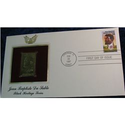 18. 1987 "Jean Baptiste Du Sable" Black Heritage Series 22K Gold Stamp.