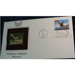 20. 1989 22K Gold Pteranodon Stamp in First Day Cover.