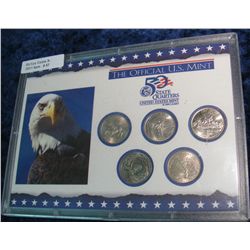 57. 1999 Statehood Quarter Collection in hard plastic Harris case. Five-piece.