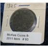 Image 1 : 93. 1845 U.S. Large Cent. F-12.