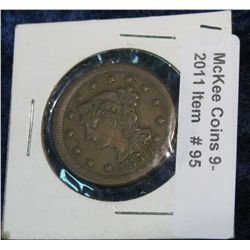 95. 1850 U.S. Large Cent. VF 20. Scratch on face.