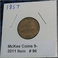 96. 1857 U.S. Flying Eagle Cent. VG-8.