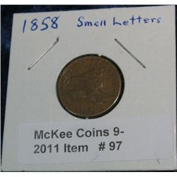 97. 1858 Small Letters U.S. Flying Eagle Cent. F-12.