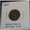 Image 1 : 107. 1868 Indian Head Cent. G-4.