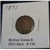 Image 1 : 110. 1871 Indian Head Cent. G-4.