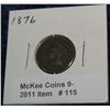 Image 1 : 115. 1876 Indian Head Cent. G+.