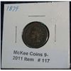 Image 1 : 117. 1879 Indian Head Cent. VG-8.