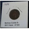 Image 1 : 122. 1909 Indian Head Cent. VG-8.