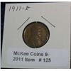 Image 1 : 125. 1911 D Lincoln Cent. VG-8.
