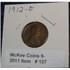 Image 1 : 127. 1912 D Lincoln Cent. VG-8.