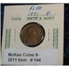 Image 1 : 144. 1931 D Lincoln Cent. F-12.