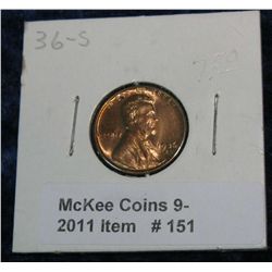 151. 1936 S Lincoln Cent. Brilliant Unc.