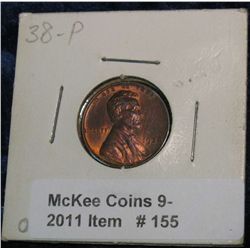 155. 1938 P Lincoln Cent. Red-Brown Unc.