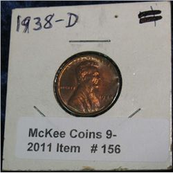 156. 1938 D Lincoln Cent. Red-Brown Unc.