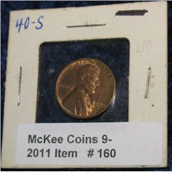 160. 1940 S Lincoln Cent. Red-Brown Unc.