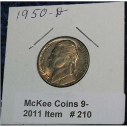 210. 1950 D Jefferson Nickel.. Brilliant Unc.