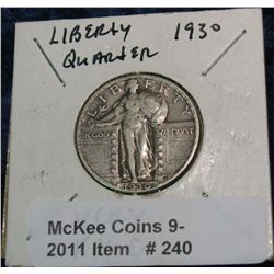 240. 1930 P Standing Liberty Quarter. VF-20.
