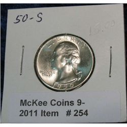 254. 1950 S Silver Washington Quarter. Brilliant MS 65.