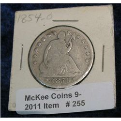 255. 1854 O U.S. Seated Liberty Half Dollar. G-4.