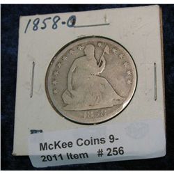 256. 1858 O U.S. Seated Liberty Half Dollar. G-4.