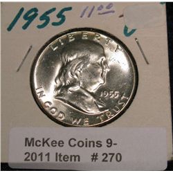 270. 1955 P Franklin Half Dollar. Brilliant Unc.