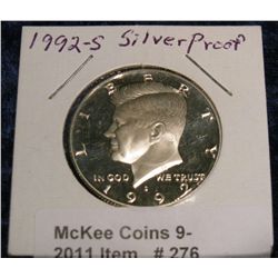 276. 1992 S Silver Proof Kennedy Half Dollar.