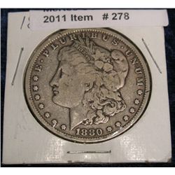 278. 1880 P Morgan Silver Dollar. VG-8.
