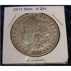 281. 1882 P Morgan Silver Dollar. F-12.