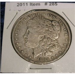 285. 1884 P Morgan Silver Dollar. F-12.