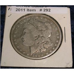 292. 1890 P Morgan Silver Dollar. VG-8.