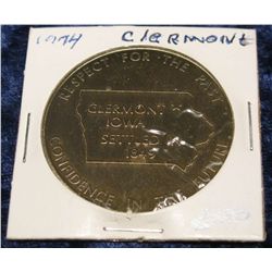 331. 1974 Clermont Iowa Antique Bronze Medal. BU. 39mm