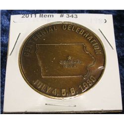 343. 1880-1980 Conrad, Iowa Centennial Medal. Brass. 39mm. BU.