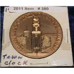380. 1971 Dubuque, Iowa Medal. "Town Clock". Brass. 39mm. BU.