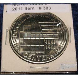 383. 1881-1981 Donnellson, Iowa Centennial Medal. Nickel. 39mm. BU.