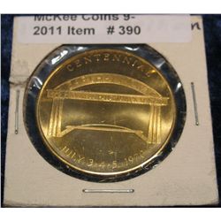 390. 1870-1970 Earlham, Iowa Centennial Medal. Brass. BU.