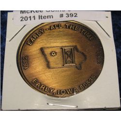 392. 1882-1982 Early, Iowa Centennial Medal. Brass. 39mm. BU.