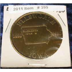 399. 1880-1980 Ellsworth, Iowa Centennial Medal. Brass. 39mm. BU.