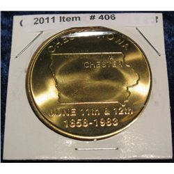 406. 1858-1983 Chester, Iowa Centennial Medal, Brass, BU. 39mm.