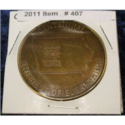 407. 1882-1982 Churdan, Iowa Centennial Medal. Brass. BU.